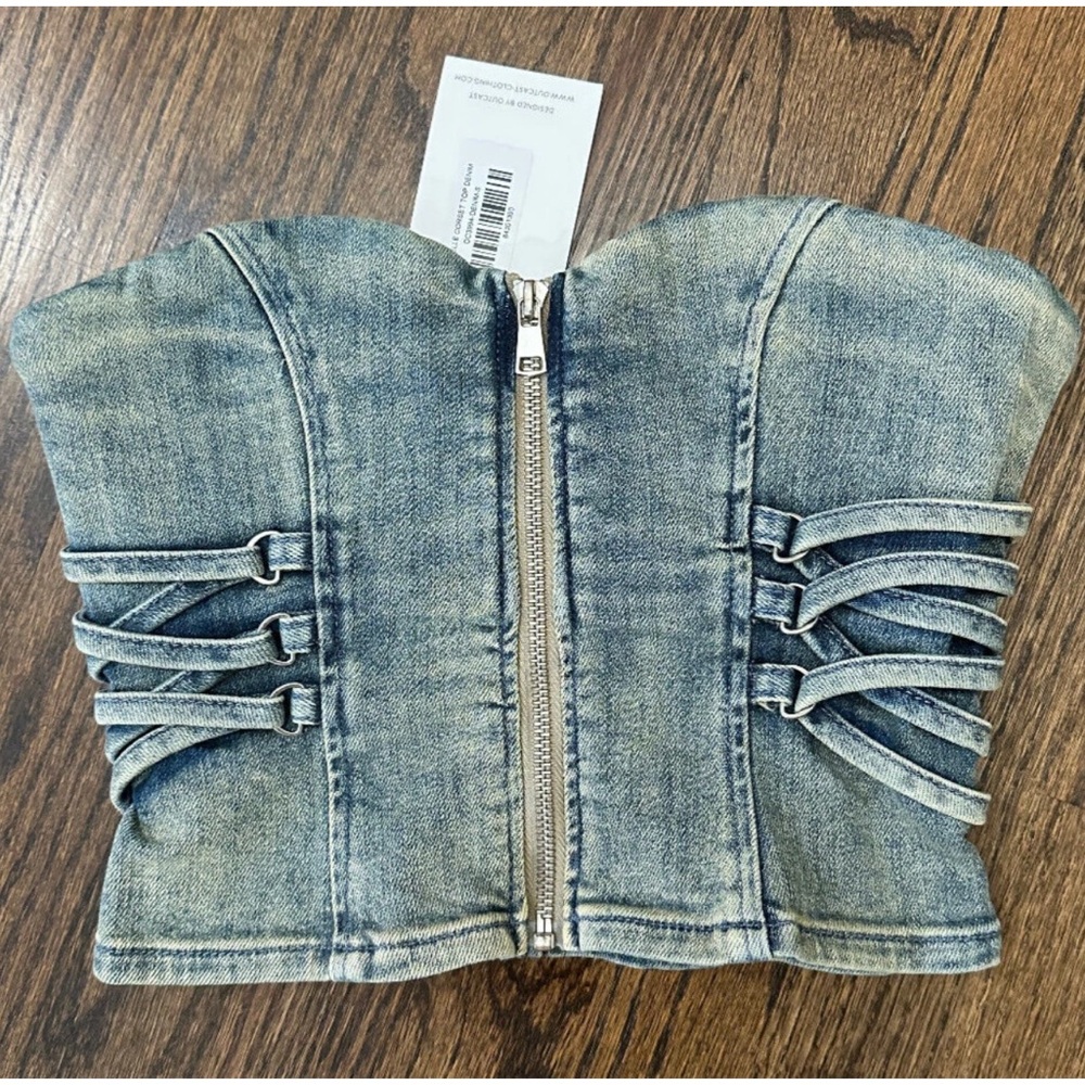 Outcast Joelle Denim Corset Top. Small